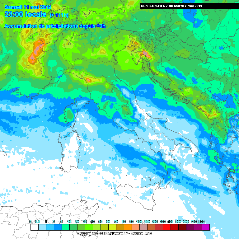 meteo italia piogge accumulate fino a sabato 11 maggio