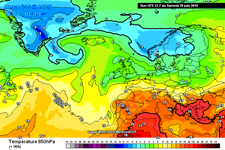 Campo temperature a 850 hPa