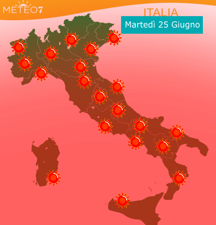 meteo italia 25 giugno 2019