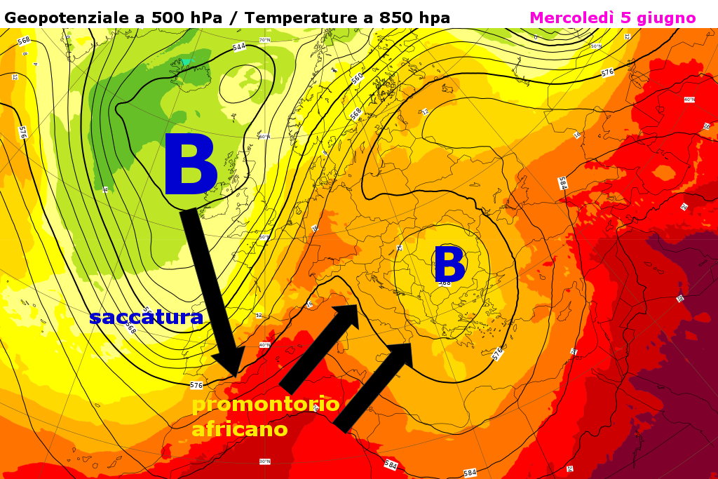 Analisi elaborata dal centro di calcolo europeo di Reading (ECMWF)