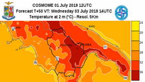 Cartina temperature in Basilicata