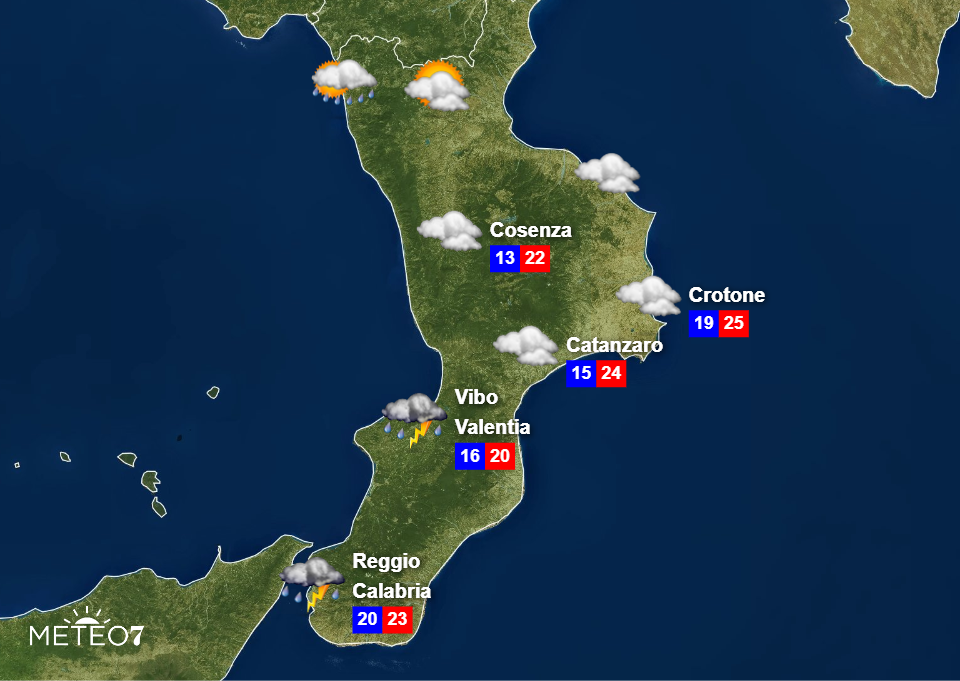 Meteo Calabria per venerdì 25 ottobre 2019