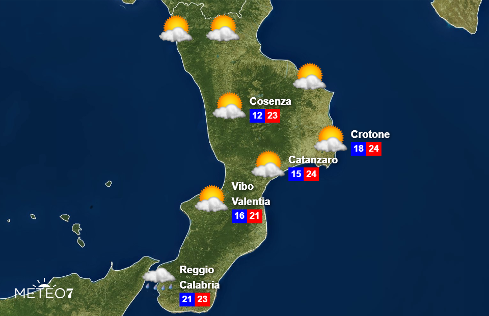 Meteo Calabria per sabato 26 ottobre 2019