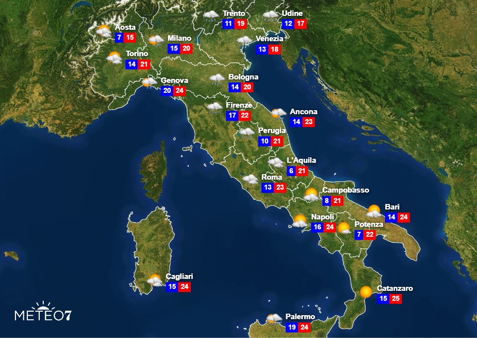 Meteo Italia Martedì 29 ottobre 2019