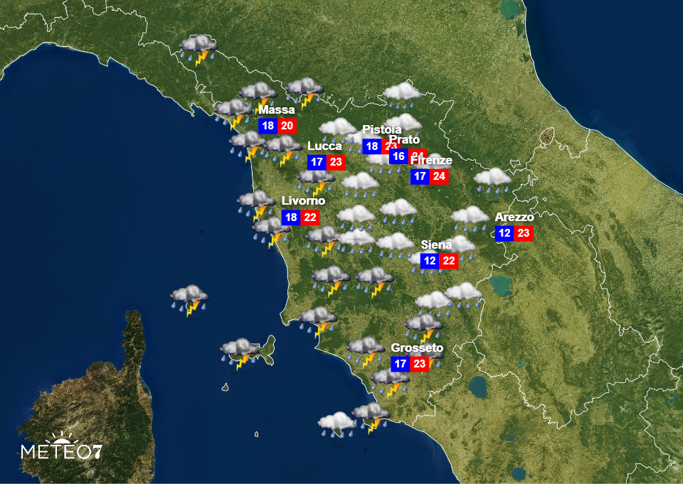 meteo toscana giovedì 24 ottobre 2019