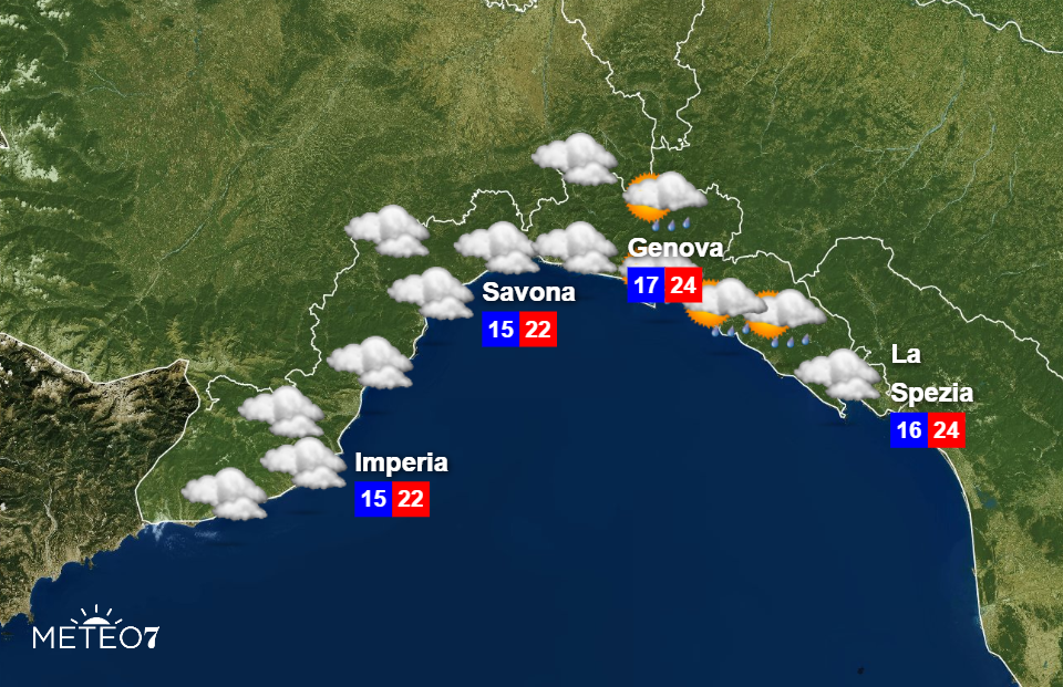 Previsioni del tempo per la Liguria per Lunedì 28 Ottobre