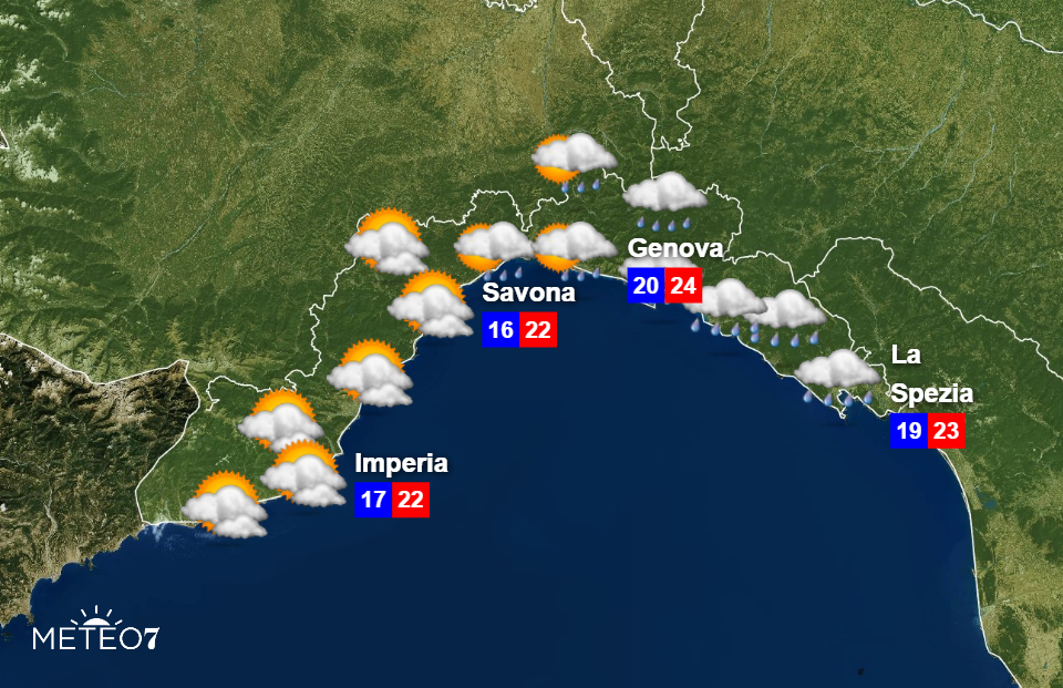 Previsioni del tempo sulla Liguria per Martedì 29 Ottobre