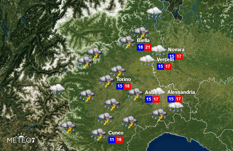 Previsioni del tempo per il Piemonte per la giornata di Giovedì 24 Ottobre