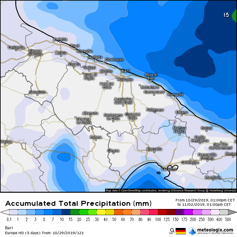 Piogge cumulate fino al 2 Novembre