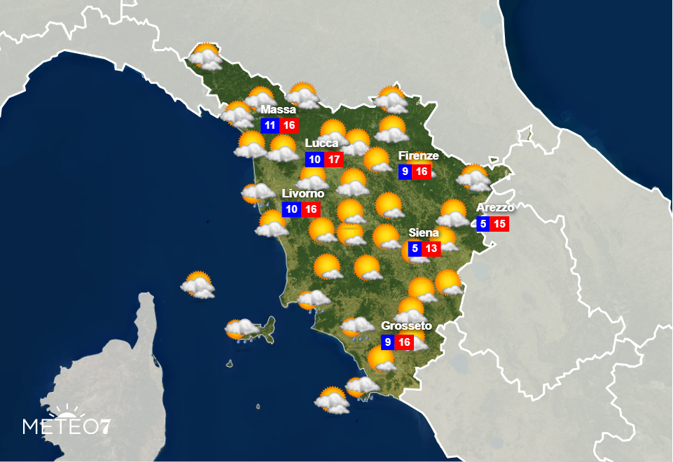 Meteo Toscana Mercoledì 20 Novembre 2019