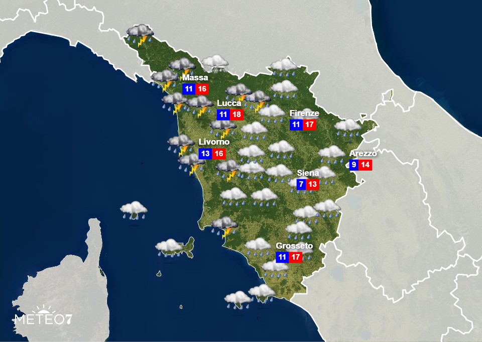 Meteo Toscana venerdì 8 novembre 2019