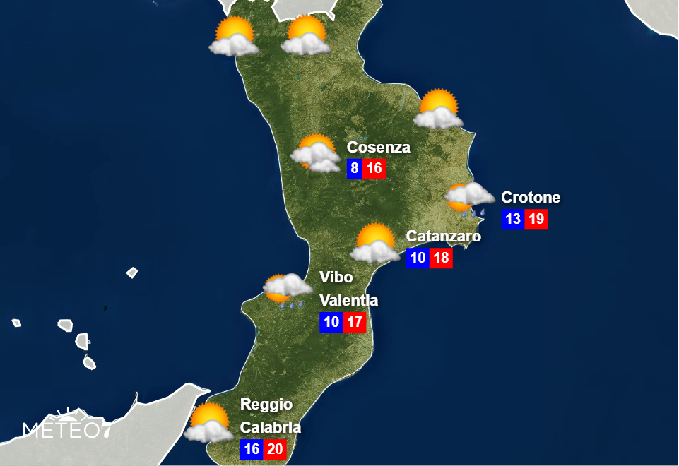 Previsioni meteo per Giovedì 14 Novembre