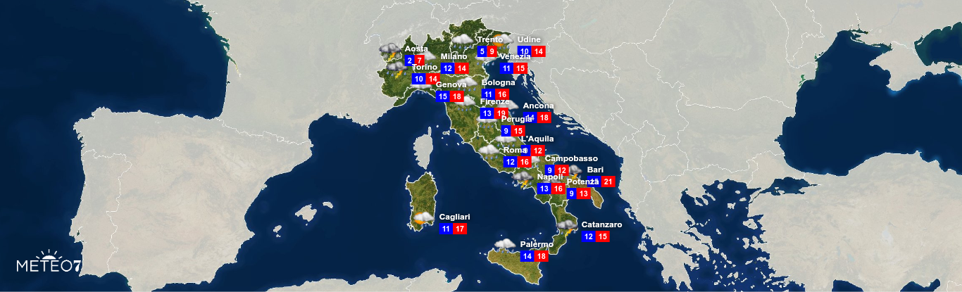 Previsioni del tempo per Domenica 24 Novembre 2019