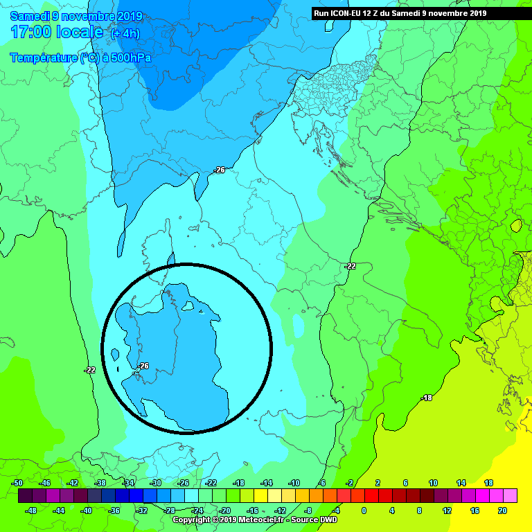 Cartina meteo Sabato 9 Novembre 2019