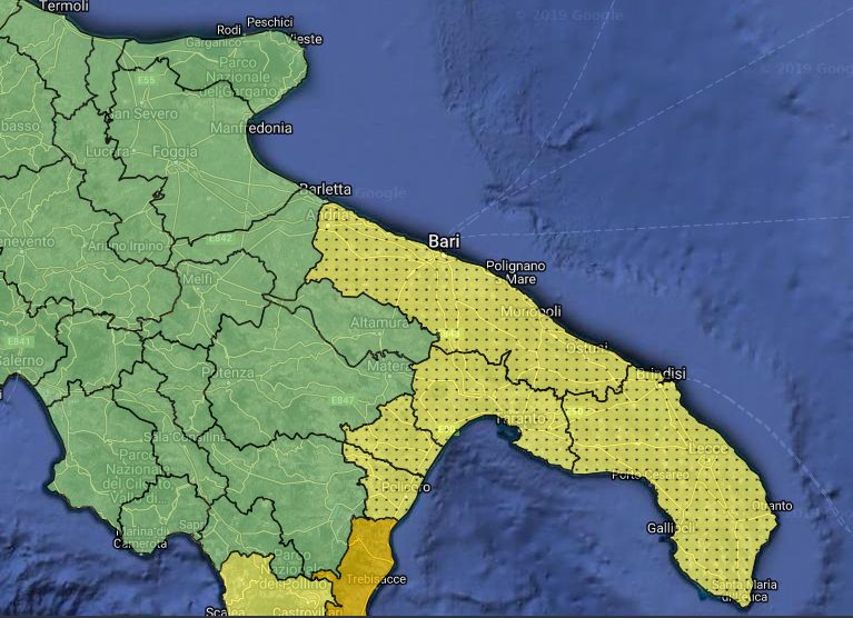 Allerte Meteo Puglia per Giovedì 5 Dicembre 2019