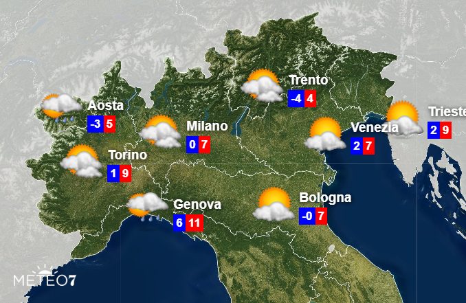 Meteo Nord Mercoledì 11 Dicembre 2019