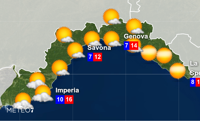 Previsioni Liguria Giovedì 23 Gennaio 2020