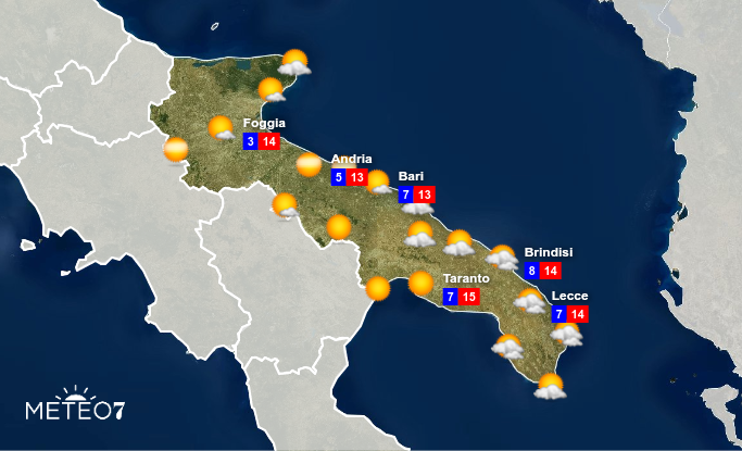 Previsioni Puglia Venerdì 17 Gennaio 2020