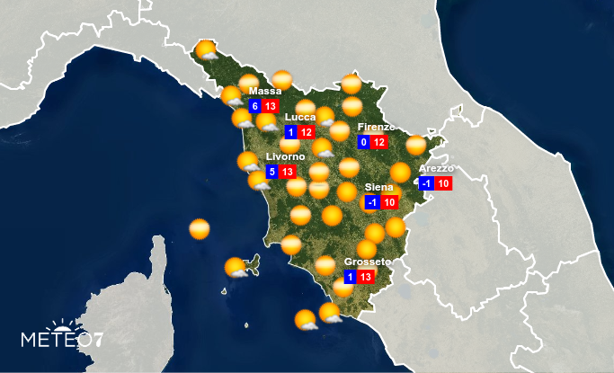 Previsioni Toscana Giovedì 9 Gennaio 2020