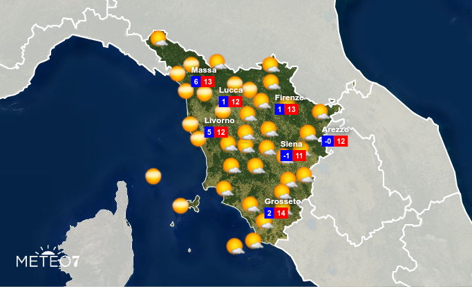 Previsioni Toscana Mercoledì 8 Gennaio 2020