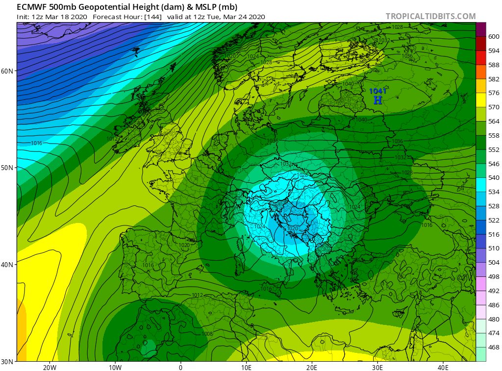 500mb geopotenziali europa ecmwf