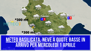 METEO Basilicata 1 Aprile NEVE a quote PIANEGGIANTI, accumuli superiori a 15 CM in QUESTI settori