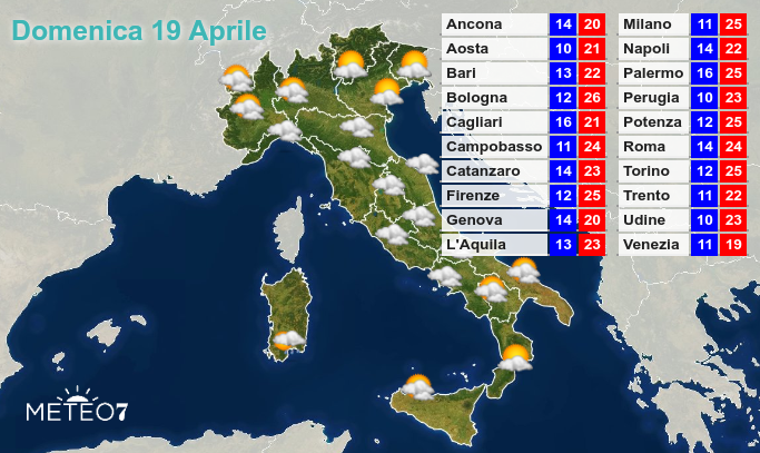 Previsioni Italia Domenica 19 Aprile 2020