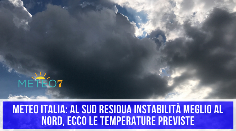 METEO Italia al SUD residua instabilità meglio al NORD, ecco le TEMPERATURE previste